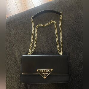 Prada Black Crossbody Bag with Gold Chain